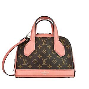 LOUIS VUITTON Dora PM Pink Leather Shoulder Bag Strap Monogram Crossbody 2 Way